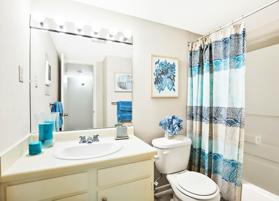 bathroom with shower and bathtub