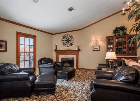 Social Lounge With Fireplace at Oxford Park Apartments, Fresno, CA, 93720