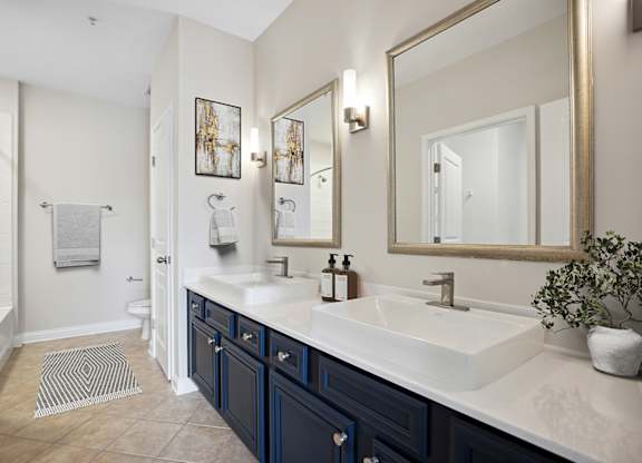 A bathroom with a white sink and a mirror above it.