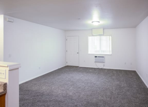 an empty room with carpet and a white door  at Canyon View, Idaho, 83501