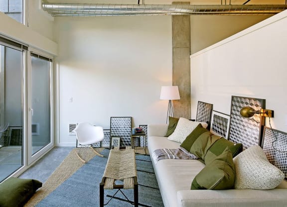 Living room with partial wall at 19th & Mercer, Washington, 98112