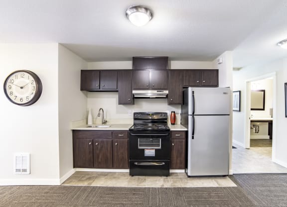 Clubhouse kitchen at Arterra Apartments, Kent, 98030