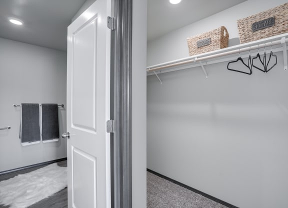 Large closet with upper storage and hanging rod. at Altitude, Washington, 98802