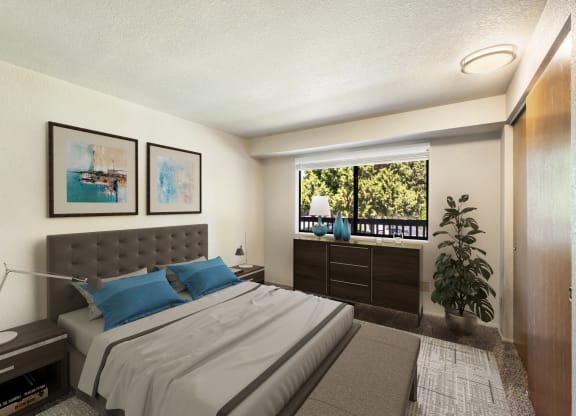 an image of a bedroom with a bed and a window at Cedarwood, Washington, 98801