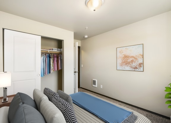 a yoga mat sits in the corner of a room  at Altitude, Washington