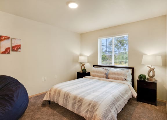 a bedroom with a bed and a window at Sky Vue, Washington, 98229