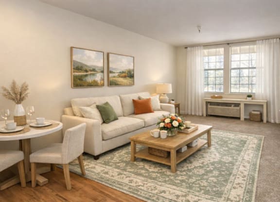 Spacious room with dining area at Hilltop Commons Senior Living Apartments, Grass Valley