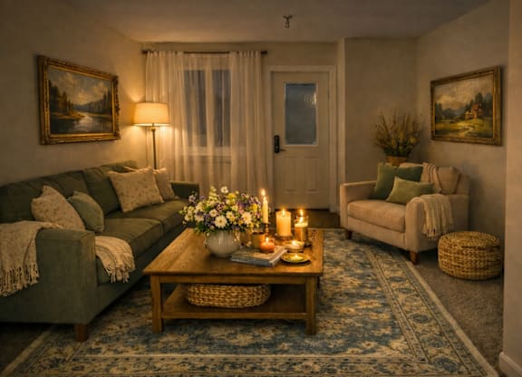 Cozy Living Room at River Commons Senior Living, Redding, California
