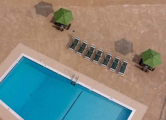 an aerial view of a swimming pool at Hampton Plaza Apartments, Towson, Maryland