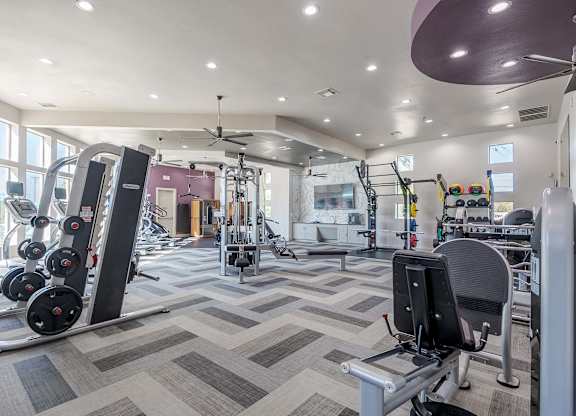 fitness center with equipment at Discovery at Craig Ranch, McKinney, TX, 75070