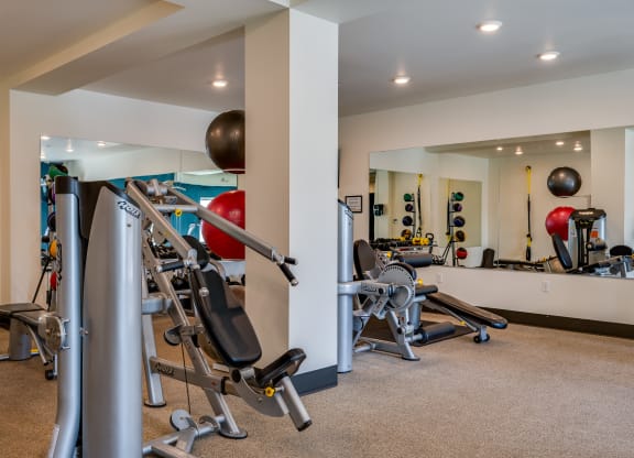 gym with exercise equipment in the clubhouse at trillium