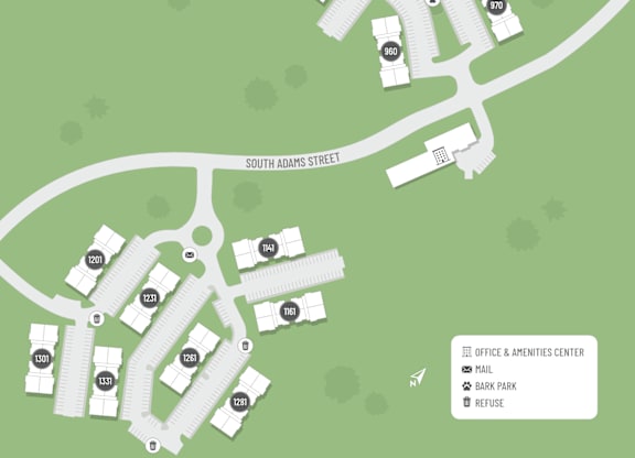A map shows the layout of a residential area with street names and building numbers.