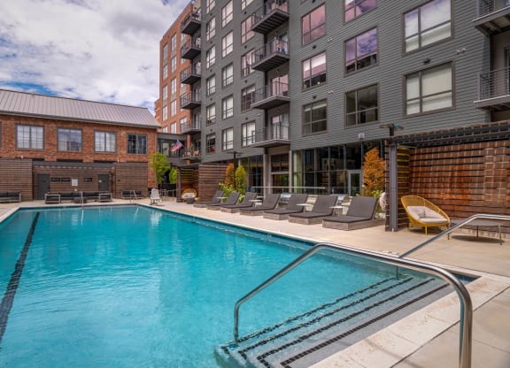 the swimming pool at our apartments at The Audubon New Haven, New Haven