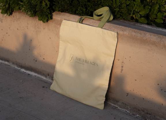 promotional canvas tote bag at The Villages at Saugatuck, Westport, Connecticut