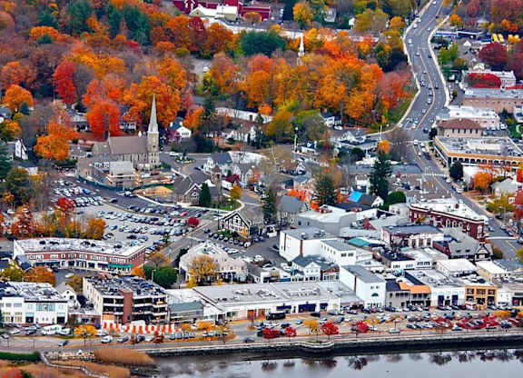 Aerial view of a city  at The Villages at Saugatuck, Westport, CT