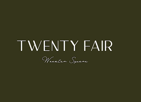 Twenty Fair Wooden Square Logo at Twenty Fair Apartments, New Haven