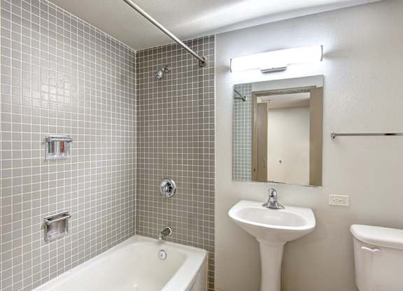 Bathroom with vanity at Cosmopolitan, Seattle, Washington
