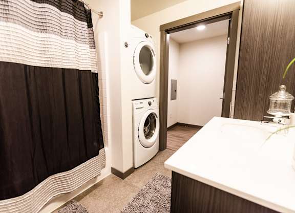  Laundry and Bathroom at Icon Apartments, Seattle, WA