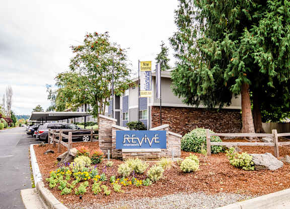 Signage at ReVive Apartments, Fife, Washington