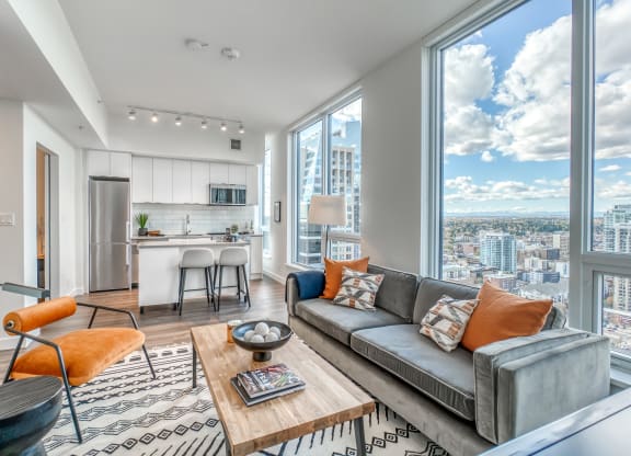 Modern Living Area With Kitchen Area at BLVD Beltline, Alberta