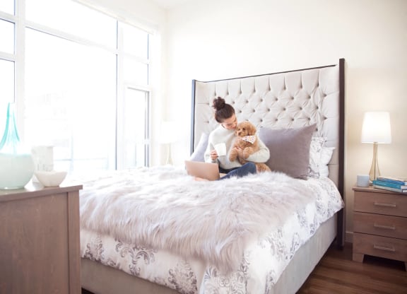 Beautiful Bright Bedroom at Versus Apartments, Calgary, Alberta