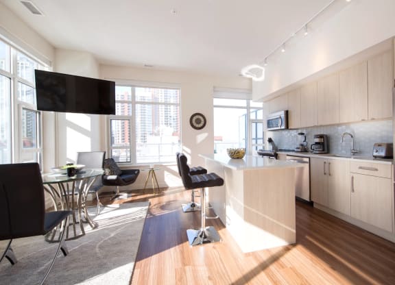 Large Center Island Kitchen at Versus Apartments, Calgary, AB, T2R 1A8