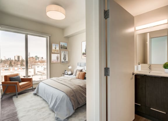 Bedroom With Bathroom View at Southpark, Edmonton, T6E 3S3