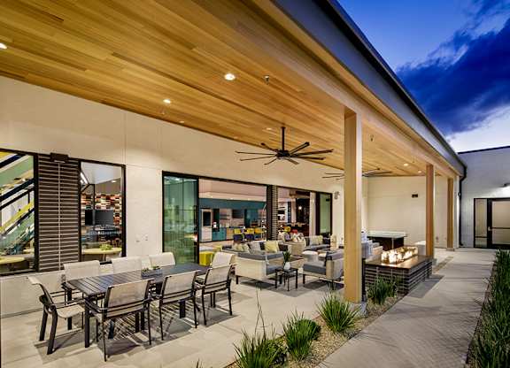 Relax by the fire or play a game of ping pong under the covered, outdoor lounge