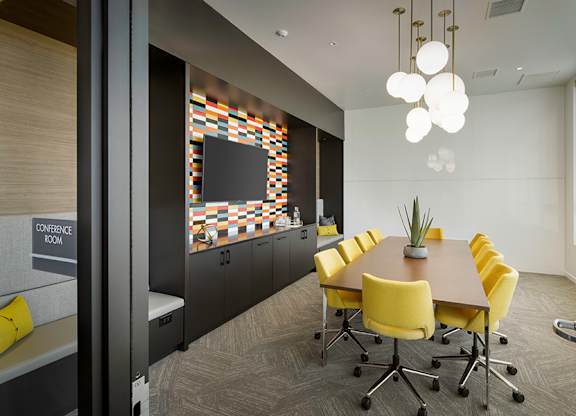 Host a meeting or work from home in the community conference room