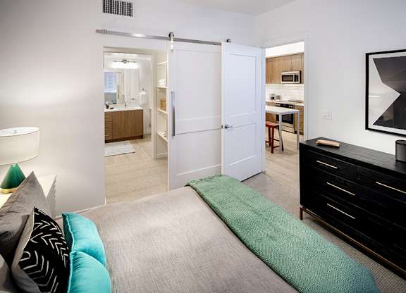 Sliding barn doors are available in select homes