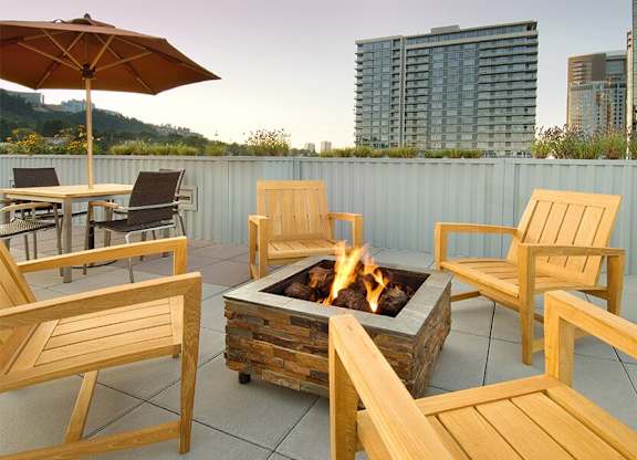 The Matisse apartments for rent in South Waterfront - outdoor fireplace