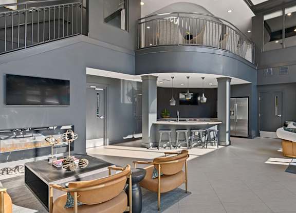 Marshall Park apartments in raleigh nc - Clubhouse with entertaining kitchen and Wi-Fi lounge