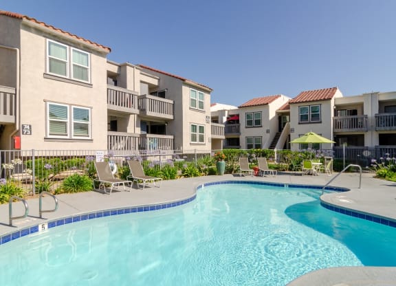 our apartments have a large swimming pool in front of our buildings at Aspire Corona, Corona, 92882