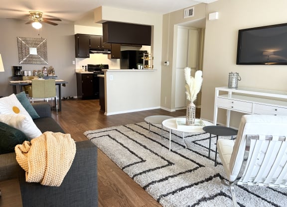 Living And Kitchen at Aspire High Desert Apartments, Victorville, California