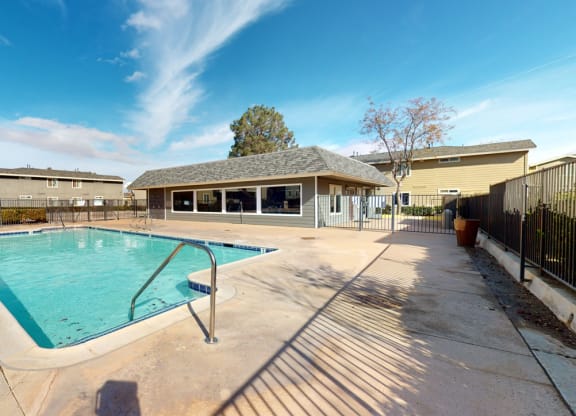 Pool Next to the Fitness Center at Aspire High Desert Apartments, Victorville, California