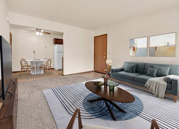Living Area With Dining at Windsor Crest Apartments, Iowa, 52807