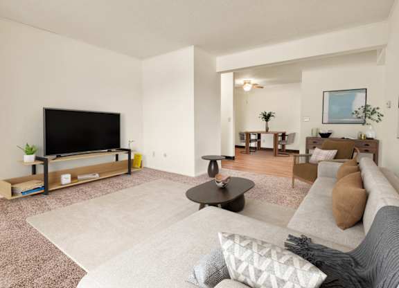 Living Room With TV at Indian Ridge Apartments, Davenport, Iowa