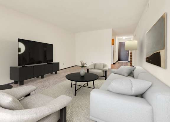 Living Area With TV at Indian Ridge Apartments, Davenport, IA, 52807