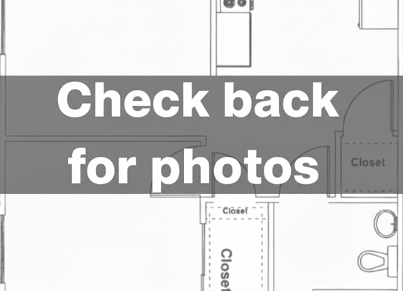 A drawing of a room with a closet and a sign that says