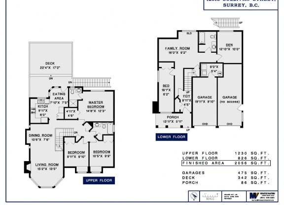 a floor plan of two different floors of a house