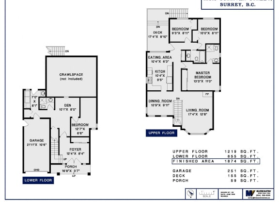 two floor plans of a house with two bedrooms and a study