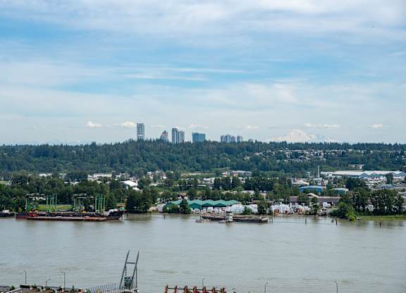 a view of the city from the top of the building
