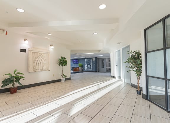 the lobbies of the building are clean and empty at ParcOne60, Reno, Nevada