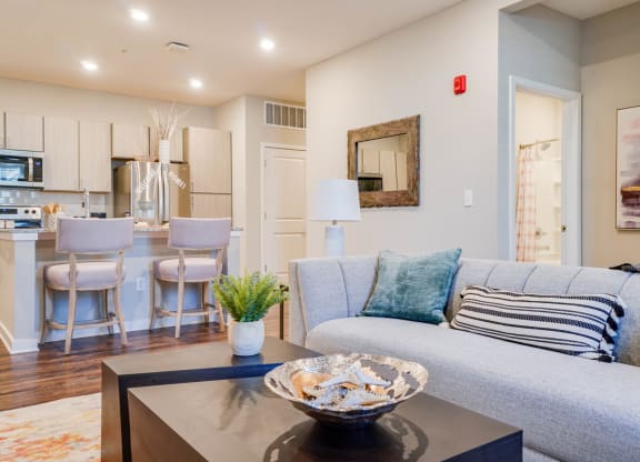 Living Area With Kitchen at Watermark at Urban Blu, Panama City Beach, Florida