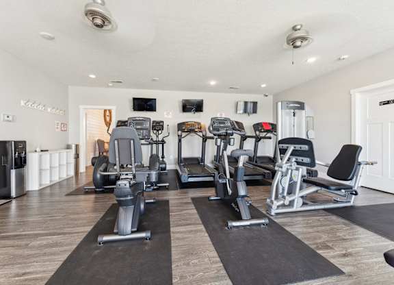 the gym has plenty of cardio equipment and state of the art cardio machines