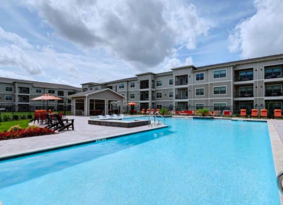 the swimming pool at the apartments for rent