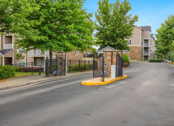 The front gate at the Ansley Apartments