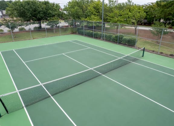 a tennis court with a net on it