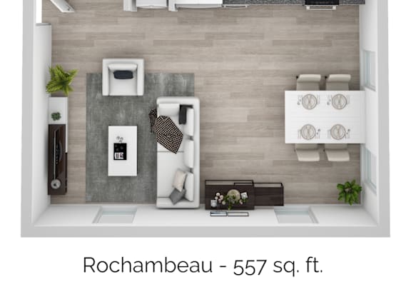 a 3d rendering of the floor plan of a modern apartment