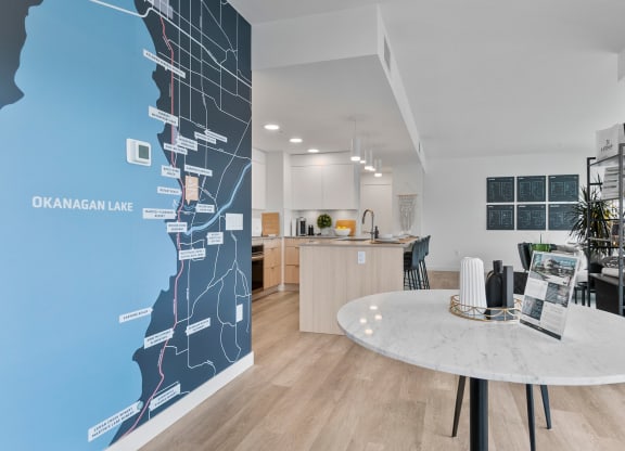 a map of oakland on a wall in an apartment